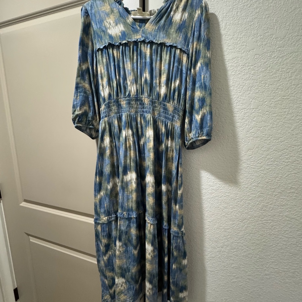 Elegant Long Sleeve Tie-Dye Dress